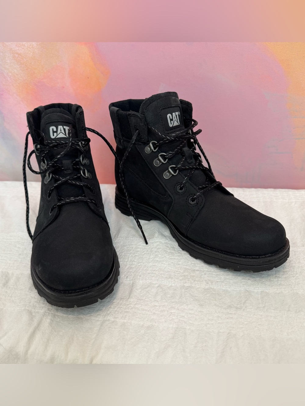 Caterpillar Black Lace-Up Work Boots